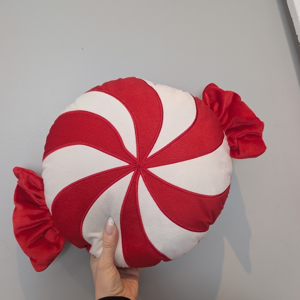 Holiday Peppermint Candy Decorative Pillow - Red & White
